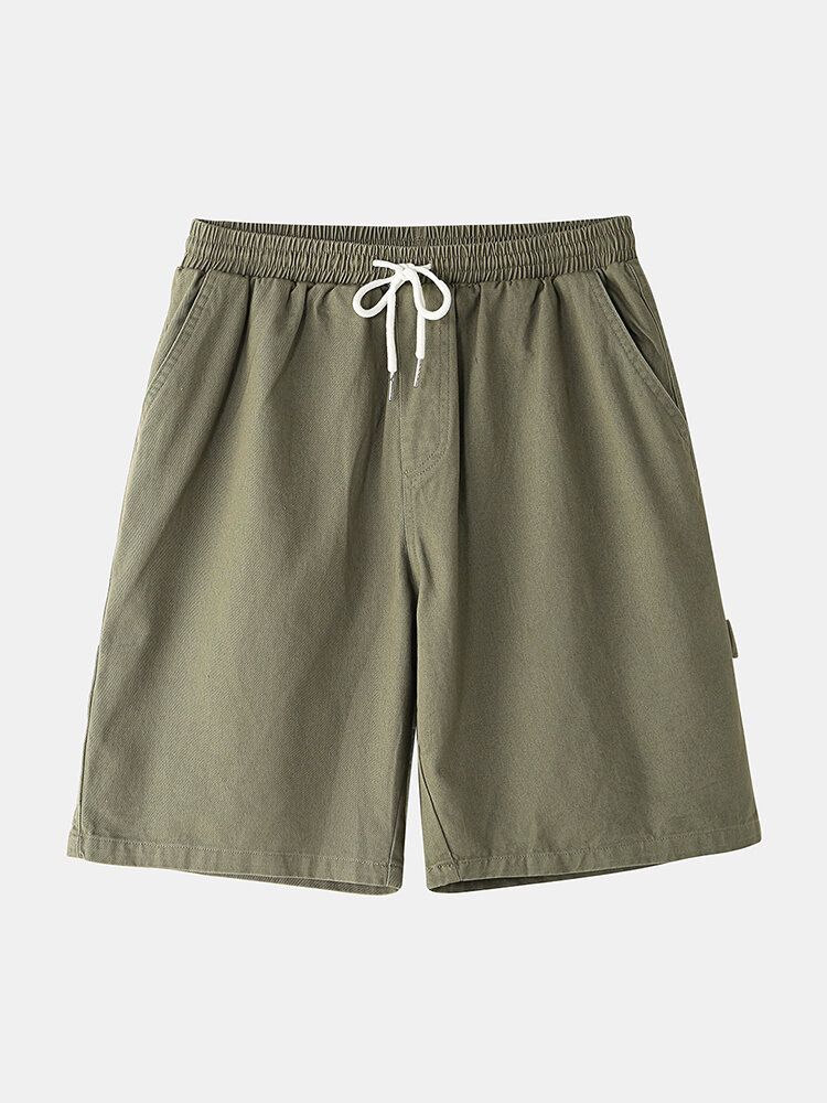 Einfarbige Herren-shorts Aus Baumwolle Mit Mehreren Taschen Und Losem Kordelzug