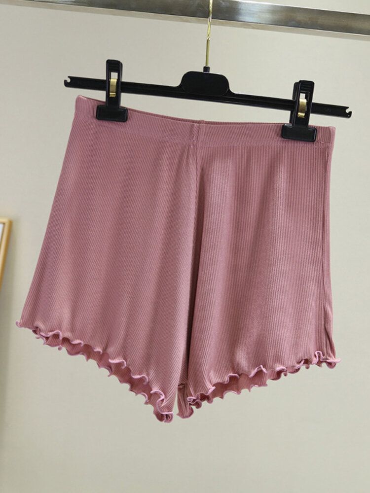 Frauen-beiläufige Normallack-elastische Taillen-lose Shorts