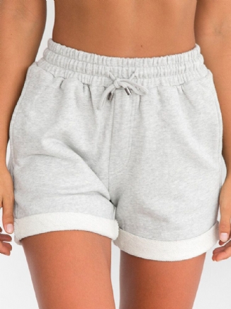 Frauen Einfache Einfarbige Kordelzugtasche Lässige Shorts Mit Hoher Taille