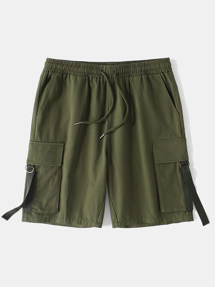 Herren-arbeitsshorts Aus 100 % Baumwolle Mit Mehreren Taschen Kordelzug Und Elastischem Bund