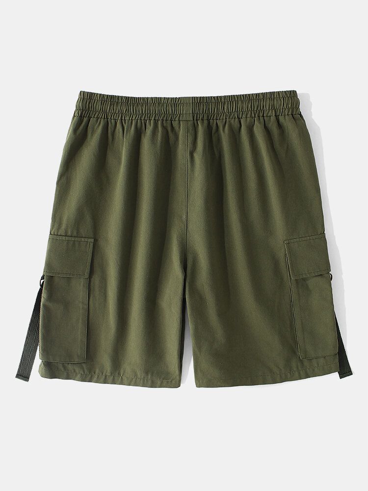 Herren-arbeitsshorts Aus 100 % Baumwolle Mit Mehreren Taschen Kordelzug Und Elastischem Bund