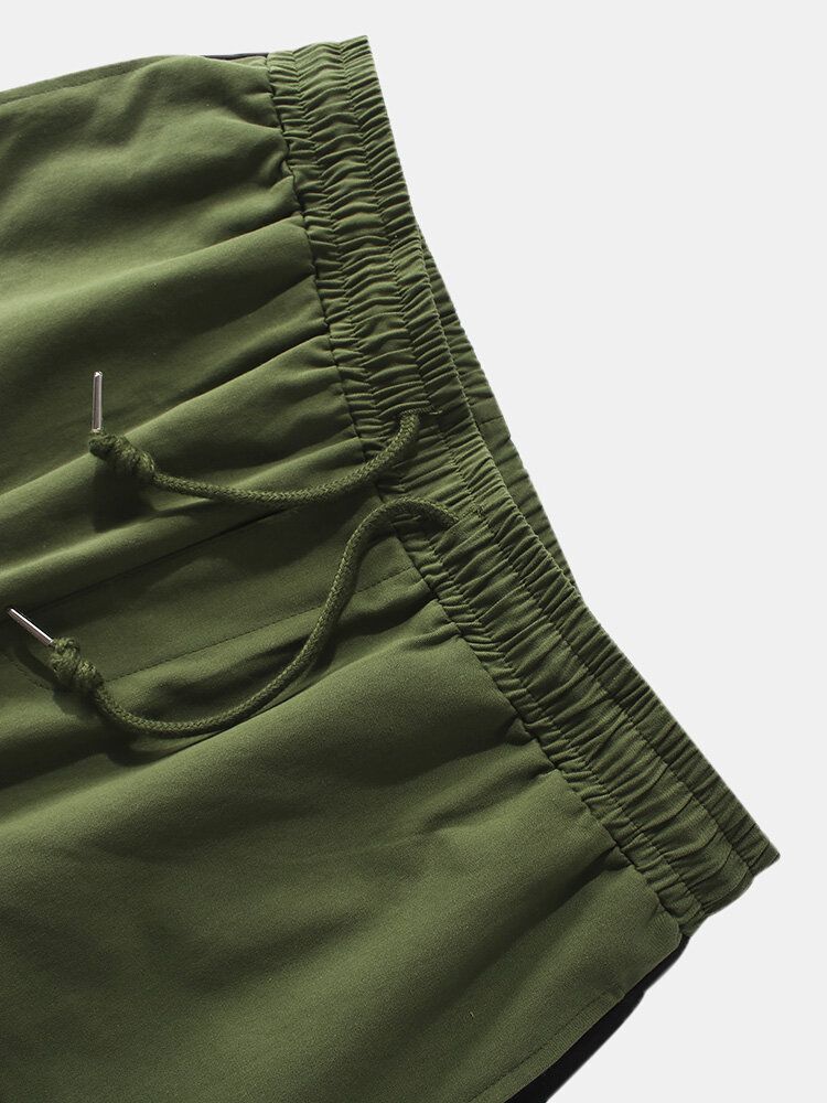 Herren-arbeitsshorts Aus 100 % Baumwolle Mit Mehreren Taschen Kordelzug Und Elastischem Bund