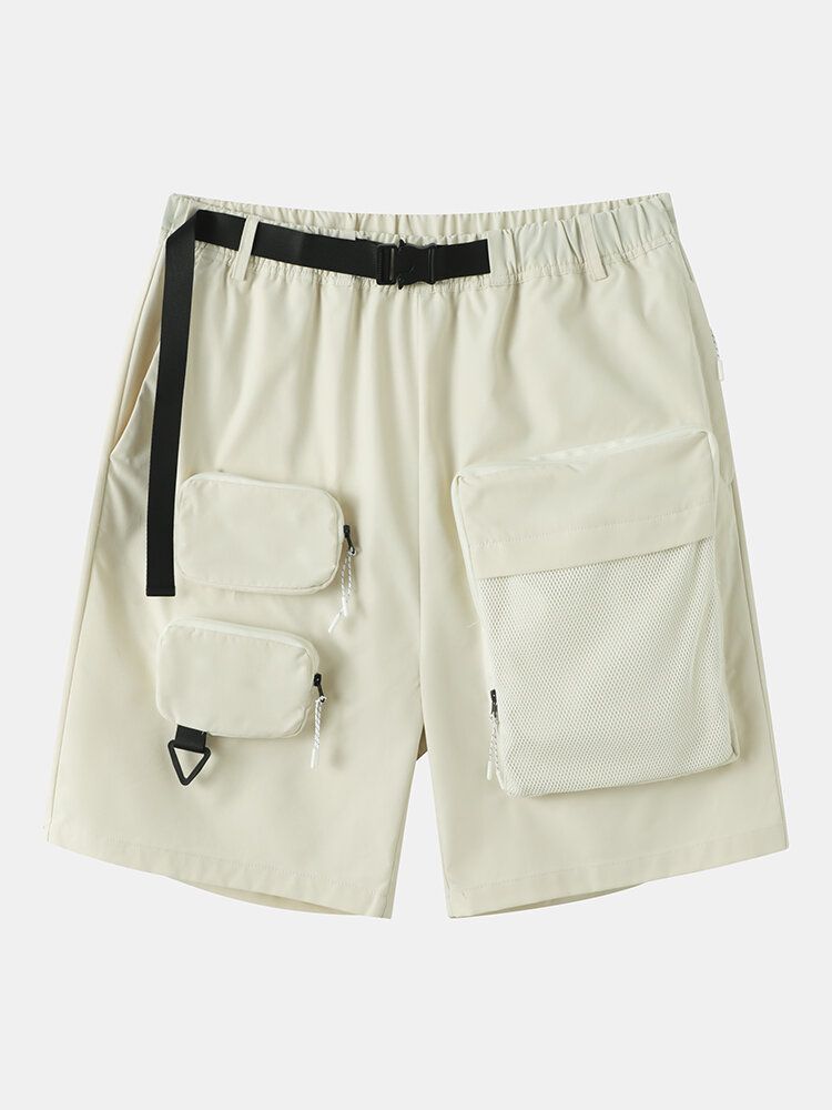 Herren Cargo-shorts Im Utility-gürteldesign Mit Mehreren Taschen Und Reißverschluss