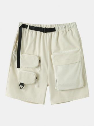 Herren Cargo-shorts Im Utility-gürteldesign Mit Mehreren Taschen Und Reißverschluss