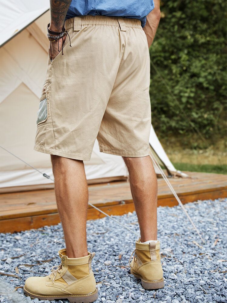 Herren-patchwork-shorts Mit Reißverschluss In Mittlerer Länge Und Gürtel