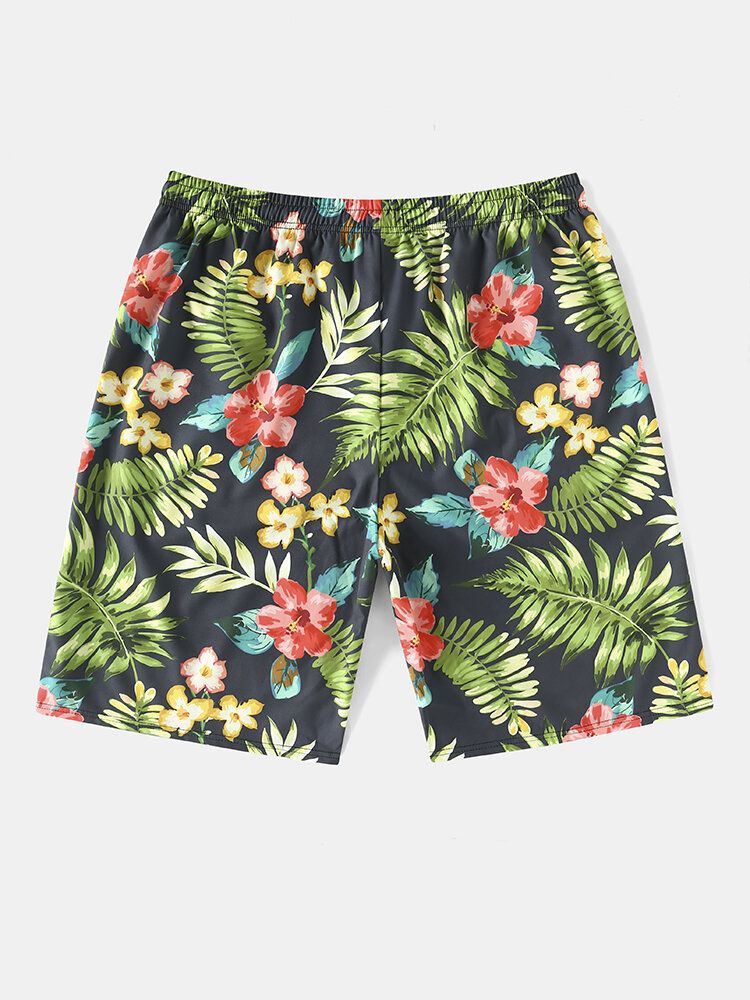 Herren-shorts Mit Durchgehendem Blumenblatt-print Und Kordelzug