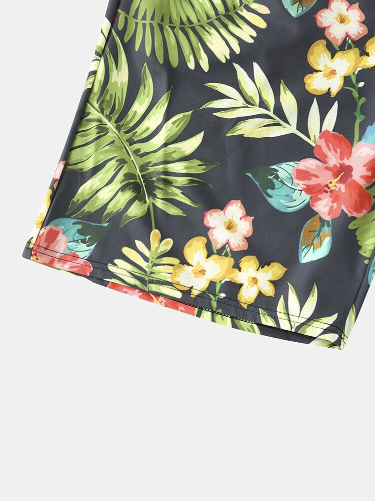 Herren-shorts Mit Durchgehendem Blumenblatt-print Und Kordelzug