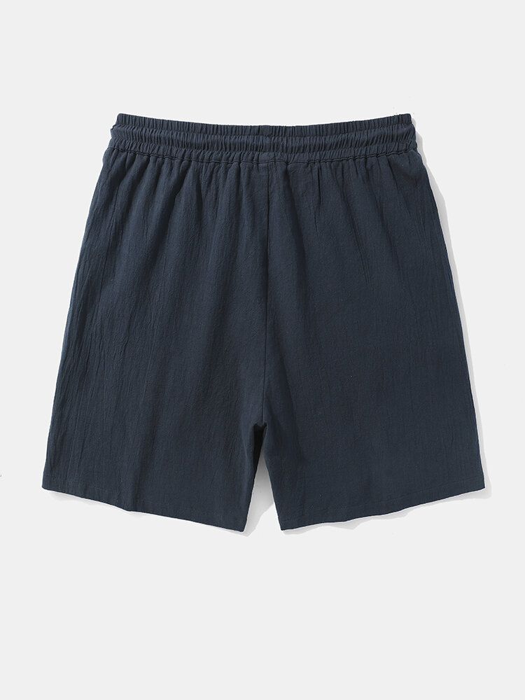 Herren-shorts Mit Ethnischem Geometrischem Muster Aus Bestickter Baumwolle Mit Lockerem Kordelzug