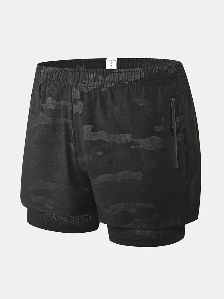 Herren Sport Qucik Drying Fahrrad Atmungsaktiv Elastische Taille Reißverschluss Lässige Shorts