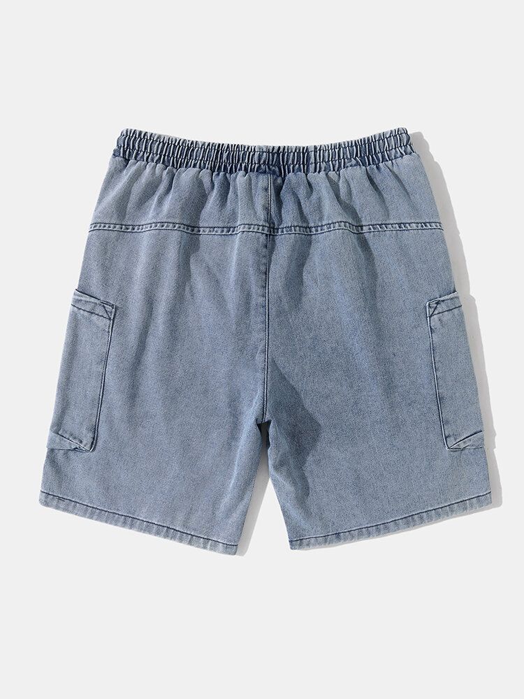 Jeans-shorts Mit Weitem Bein Aus Denim Mit Zwei Taschen Und Kordelzug Für Herren