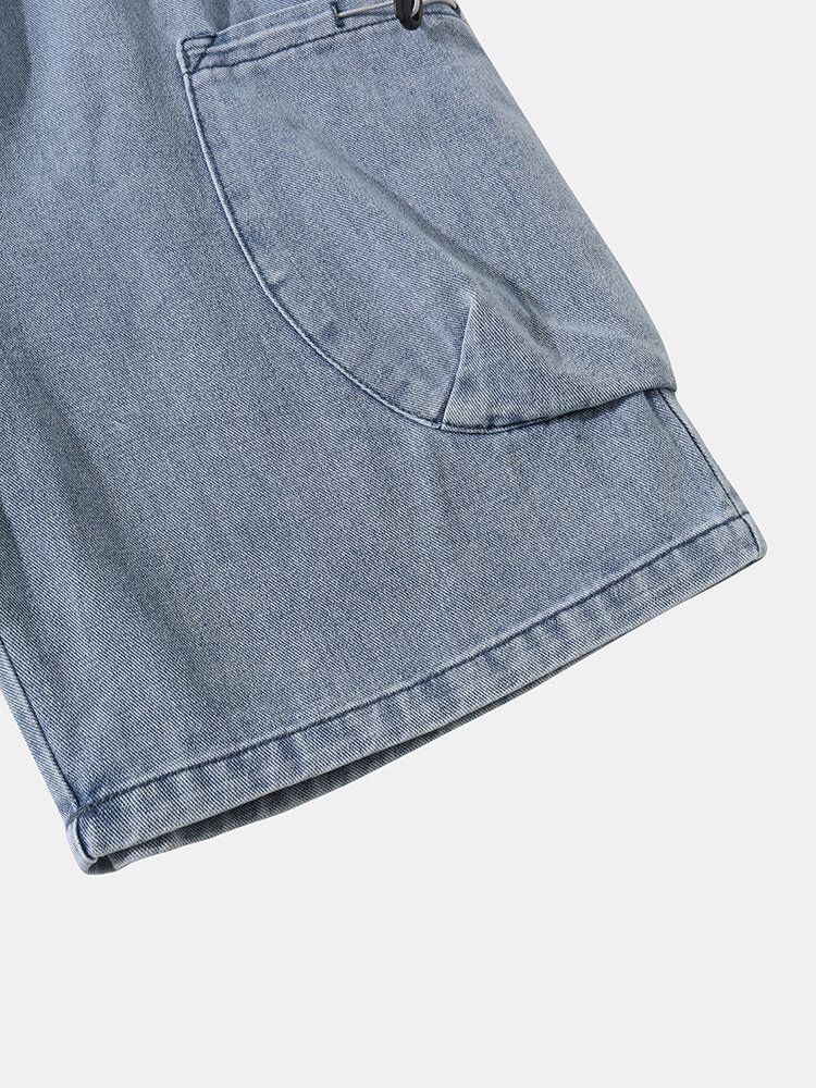 Jeans-shorts Mit Weitem Bein Aus Denim Mit Zwei Taschen Und Kordelzug Für Herren