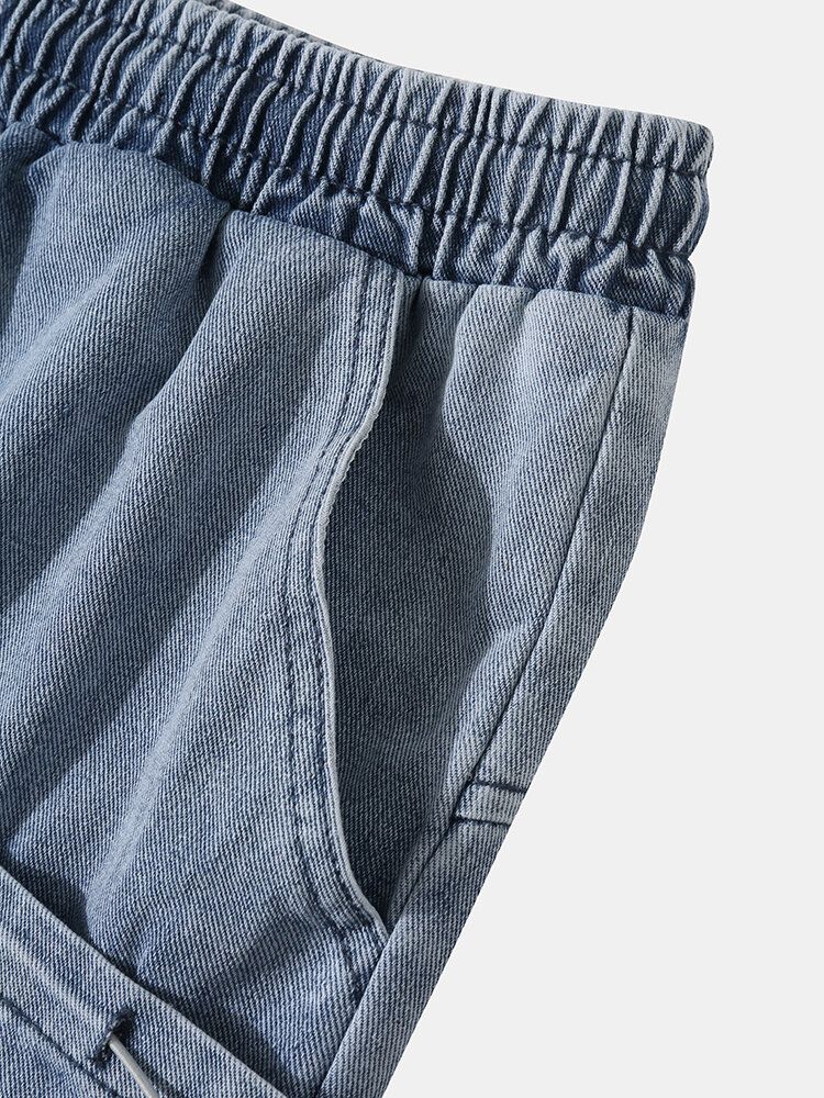 Jeans-shorts Mit Weitem Bein Aus Denim Mit Zwei Taschen Und Kordelzug Für Herren