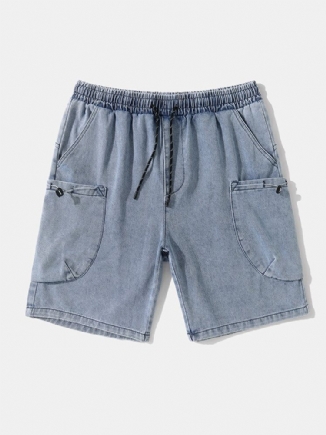 Jeans-shorts Mit Weitem Bein Aus Denim Mit Zwei Taschen Und Kordelzug Für Herren