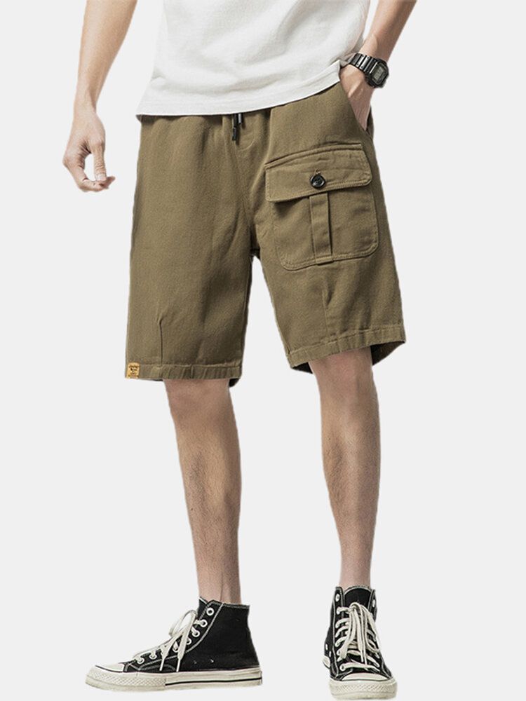 Lässige Cargo-shorts Aus Baumwolle Mit Mehreren Taschen Und Kordelzug Für Herren