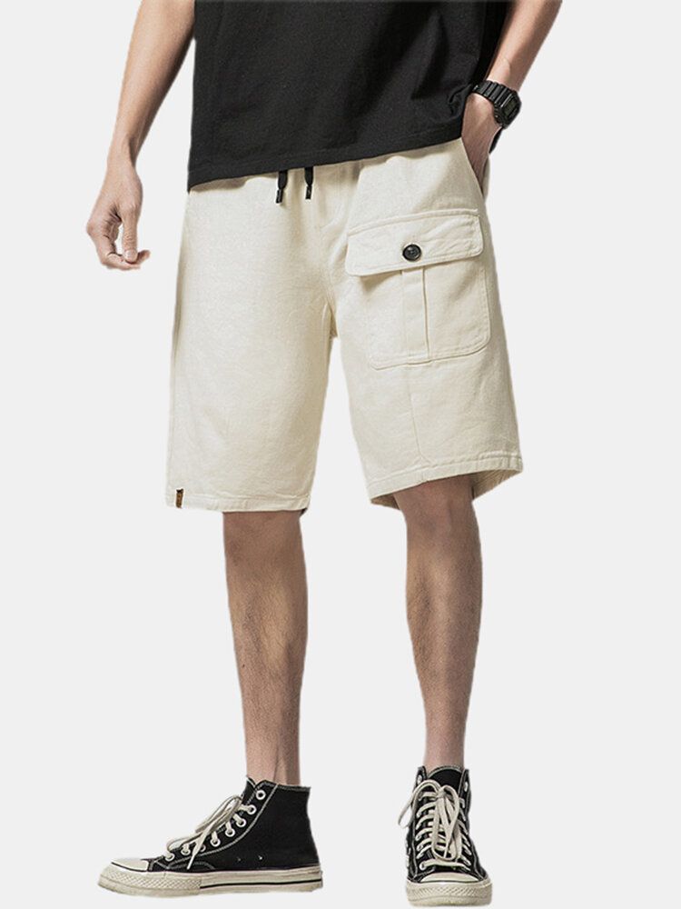 Lässige Cargo-shorts Aus Baumwolle Mit Mehreren Taschen Und Kordelzug Für Herren