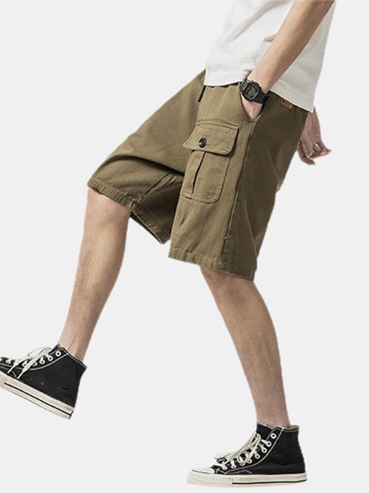 Lässige Cargo-shorts Aus Baumwolle Mit Mehreren Taschen Und Kordelzug Für Herren