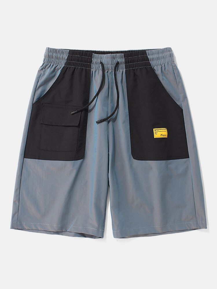 Lässige Cargo-shorts Mit Elastischem Bund Und Farbblocktaschen Für Herren