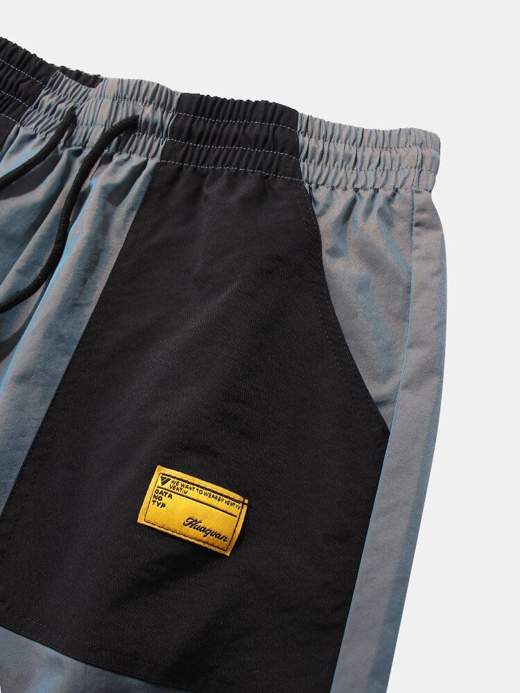 Lässige Cargo-shorts Mit Elastischem Bund Und Farbblocktaschen Für Herren