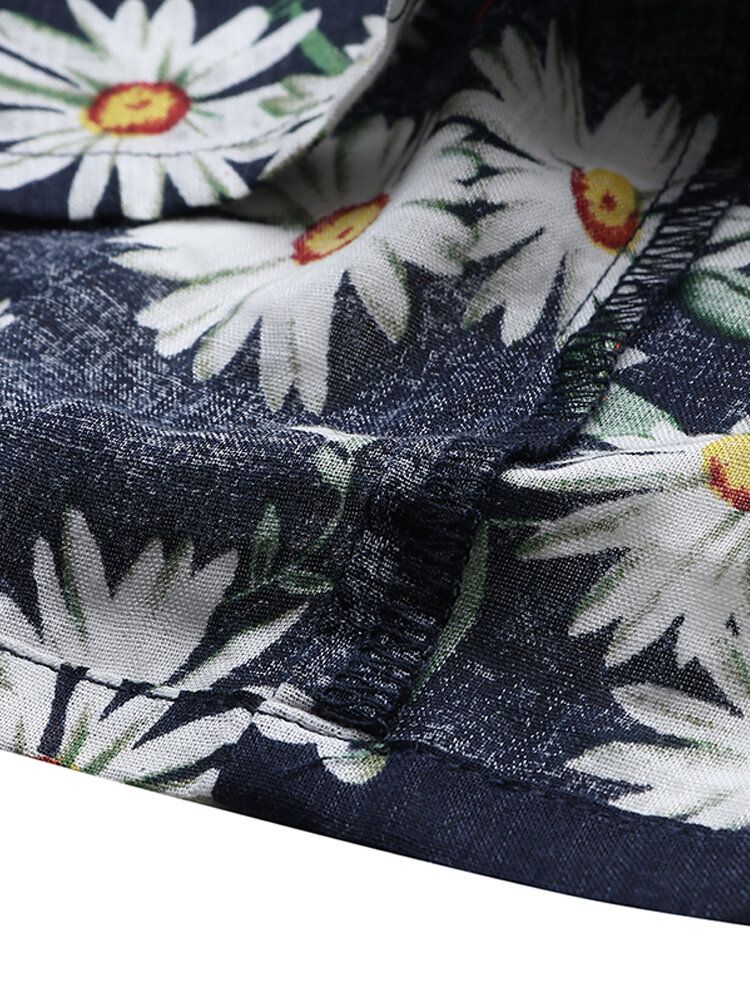 Lässige Damenshorts Mit Hoher Taille Und Gänseblümchen-print