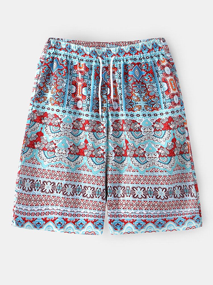 Lässige Freizeitshorts Mit Kordelzug Im Ethno-stil Für Herren Mit Tasche