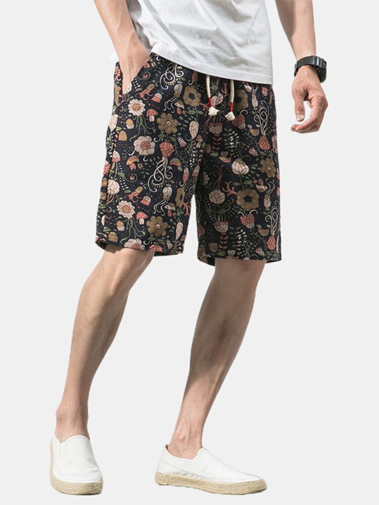 Lässige Herren-shorts Mit Blumendruck Und Kordelzug