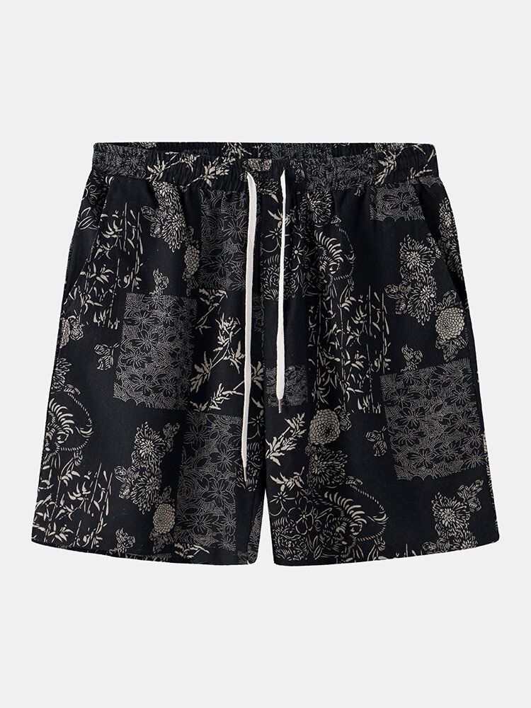 Lässige Lockere Herren-shorts Mit Kordelzug Und Vintage-print