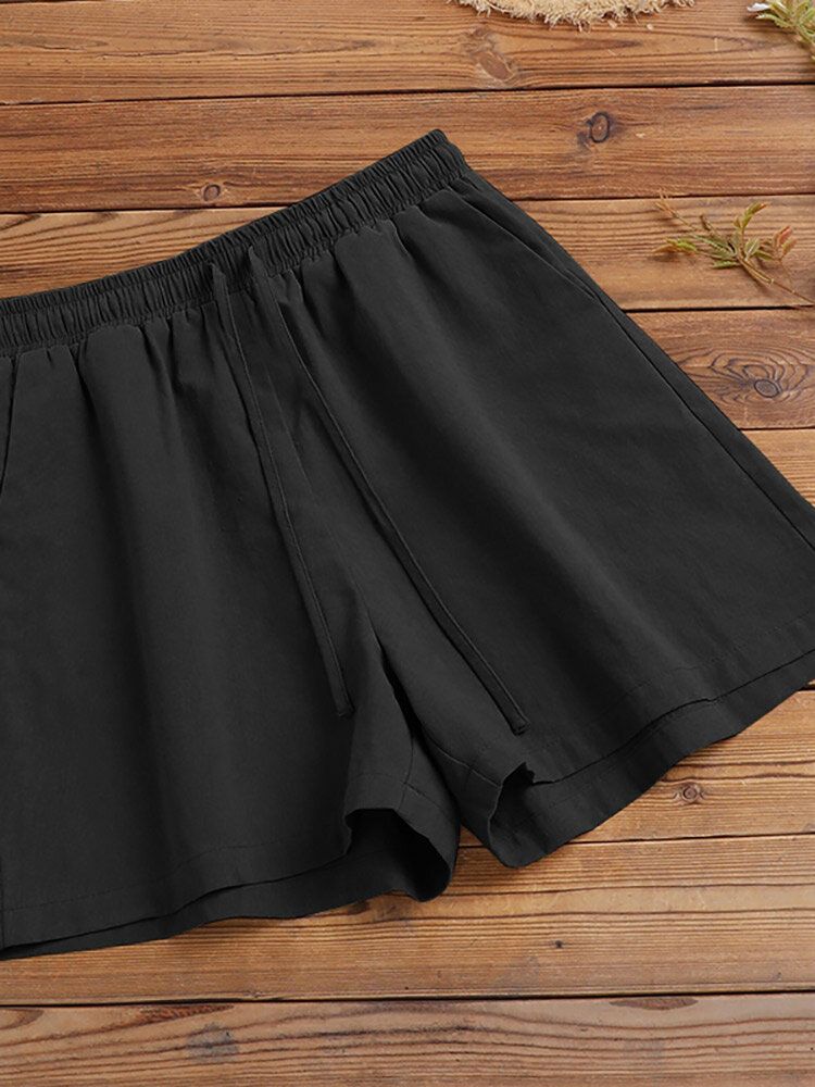 Lässige Shorts Aus Baumwolle Mit Fester Tasche Und Elastischer Taille