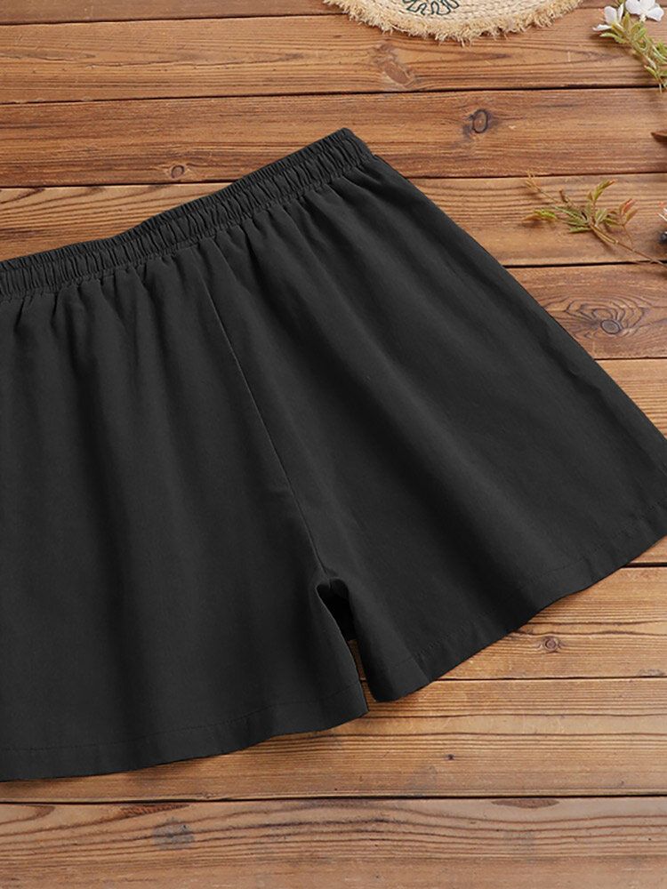 Lässige Shorts Aus Baumwolle Mit Fester Tasche Und Elastischer Taille