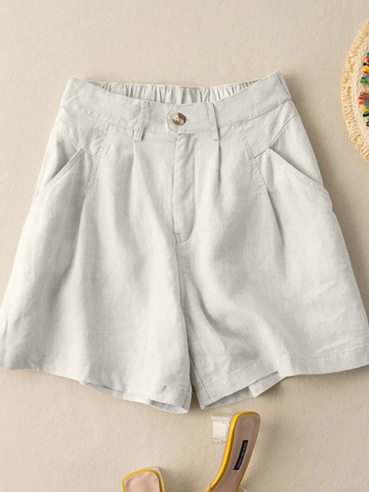 Lässige Shorts Aus Baumwolle Mit Taschen Und Rüschenknöpfen