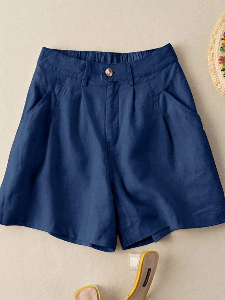 Lässige Shorts Aus Baumwolle Mit Taschen Und Rüschenknöpfen