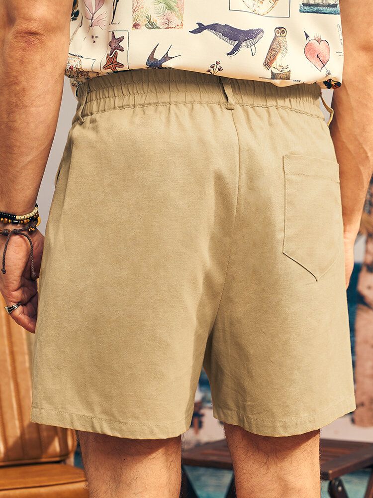 Lässige Shorts Mit Weitem Bein Und Gestreiftem Aufdruck Für Herren Über Dem Knie