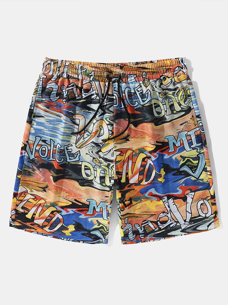 Männer Letter Graffiti Colorful Mid Length All Matched Shorts