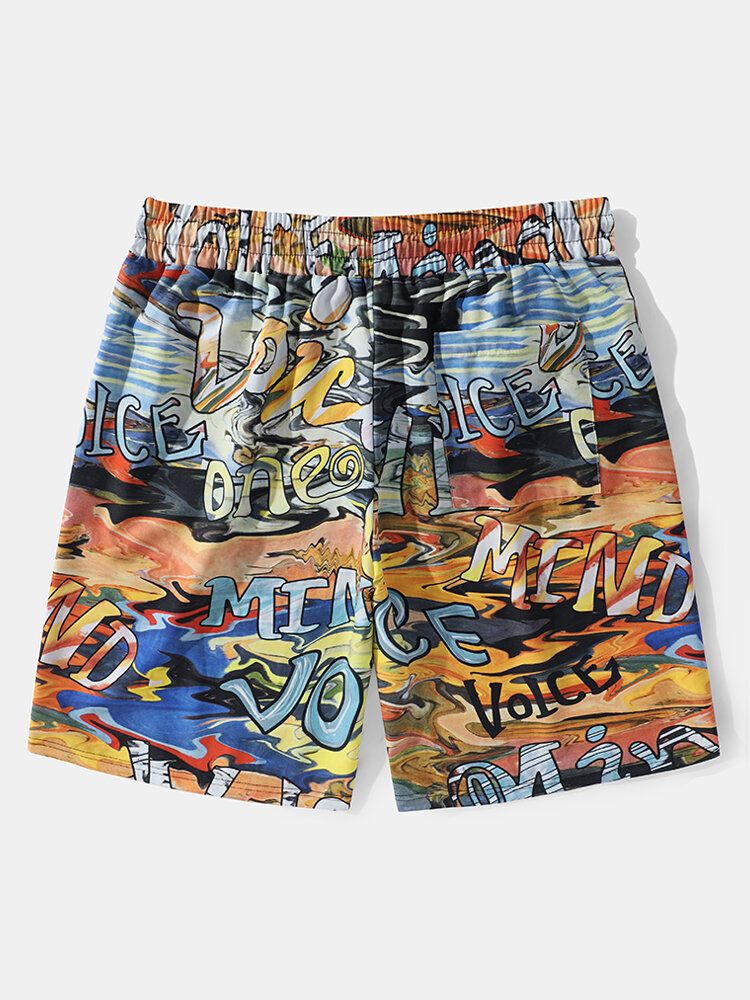 Männer Letter Graffiti Colorful Mid Length All Matched Shorts