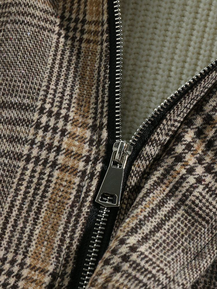 Herren Vintage Plaid Kordelzug Taillentasche Warme Kapuzenmäntel