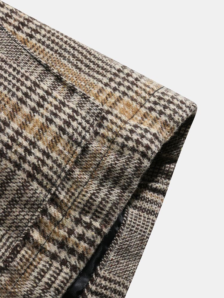 Herren Vintage Plaid Kordelzug Taillentasche Warme Kapuzenmäntel