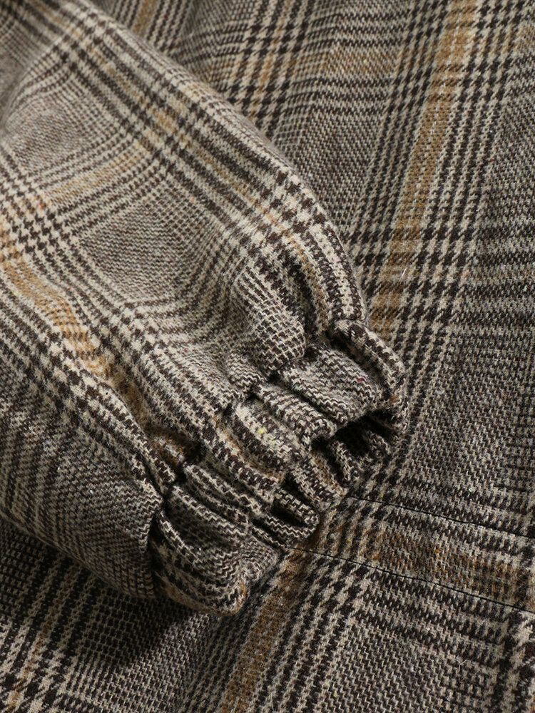 Herren Vintage Plaid Kordelzug Taillentasche Warme Kapuzenmäntel