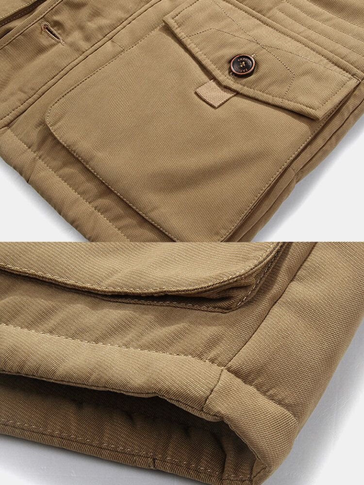 Dicker Fleece-winddichter Warmer Mittellanger Lässiger Parka Mit Kapuze Für Herren