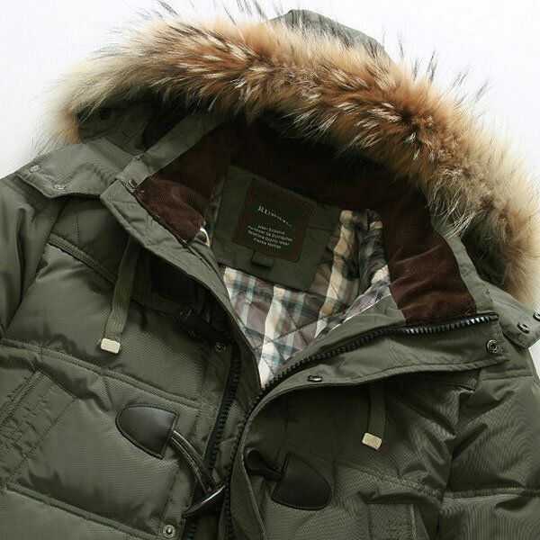 Warme Lange Daunenjacke Mit Kapuze Und Hochwertiger Hornschnalle Für Herren