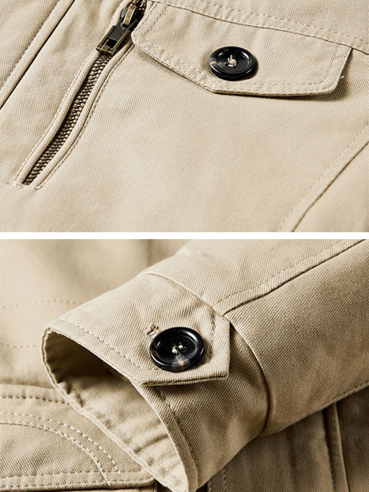 Warme Parkas Mit Fleecefutter Aus Dicker Baumwolle Für Herren Mit Knopfdetail Und Abnehmbarer Kapuze