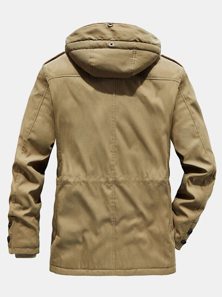 Warmer Mit Fleece Gefütterter Kordelzugbund Für Herren Zweiteiliger Lässiger Outdoor-parka Mit Kapuze