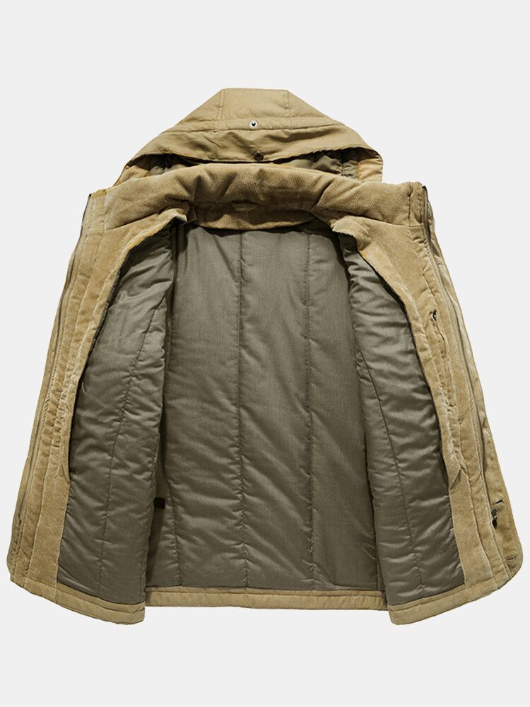 Warmer Mit Fleece Gefütterter Kordelzugbund Für Herren Zweiteiliger Lässiger Outdoor-parka Mit Kapuze