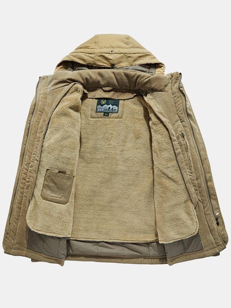 Warmer Mit Fleece Gefütterter Kordelzugbund Für Herren Zweiteiliger Lässiger Outdoor-parka Mit Kapuze