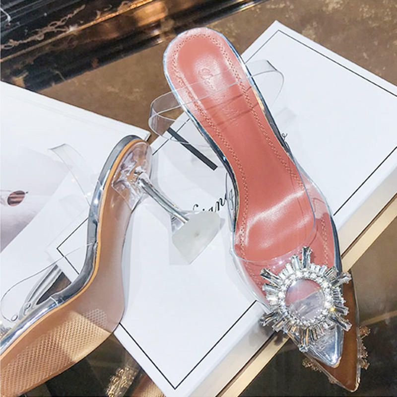 Damen Strass Transparent Slingback Fashion Party High Heels Pumps