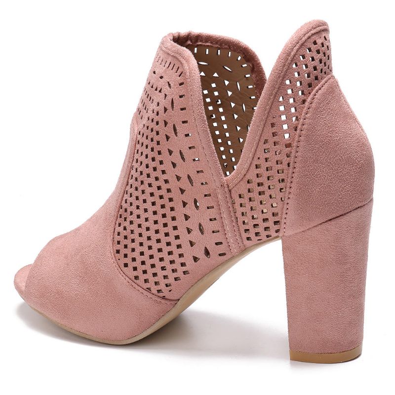 Frauen Aushöhlen Peep Toe Slip-on Kausale High Heel Office Pumps