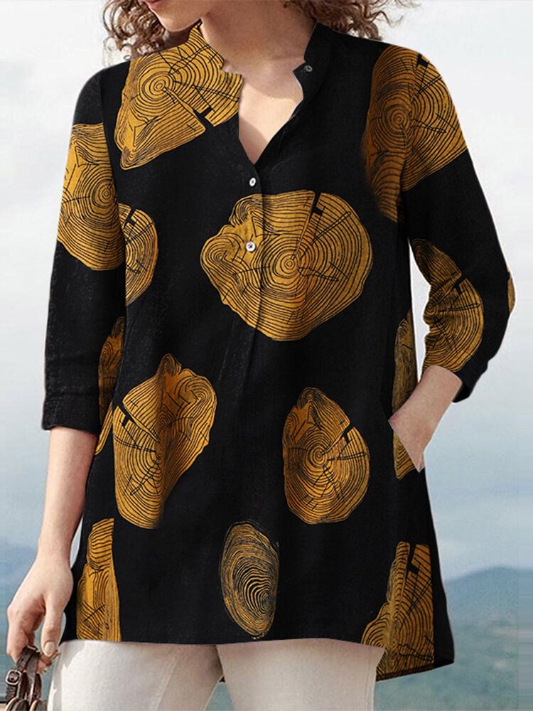 100% Baumwolle Plus Size V-ausschnitt Floral Casual Knopfmanschetten Dünne Bluse Für Frauen