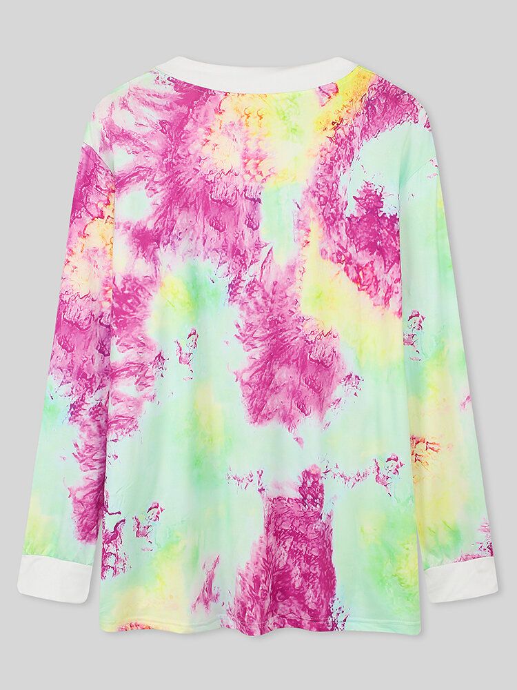 Damen Tie Dye Bandage Langarm-design Bluse