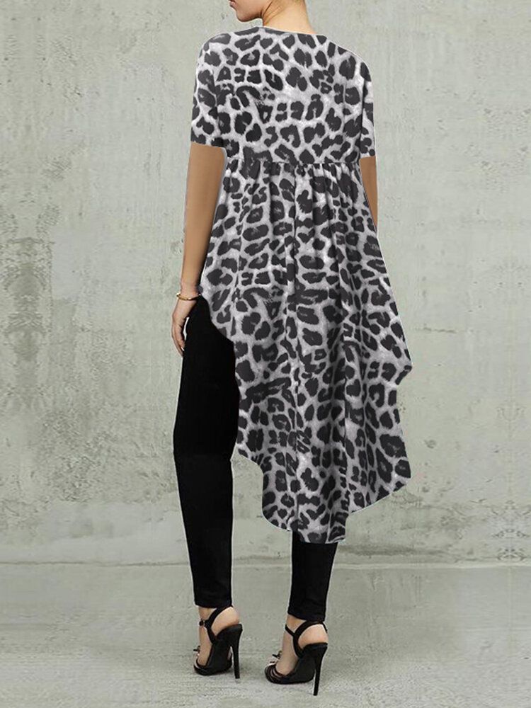 Damenbluse Mit Leopardenmuster Aus 100 % Polyester