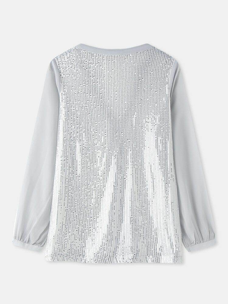 Elegante Bluse Mit V-ausschnitt Und Pailletten Für Damen