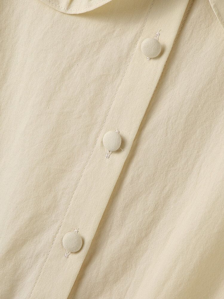 Frauen Plain Revers Button-down-front-rüsche Kurzarm Stilvolle Kurzarm-bluse