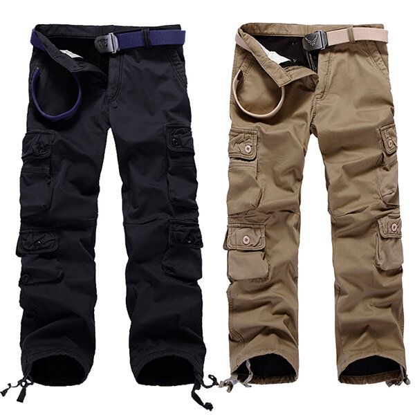 Dicke Herren-cargohose Aus Baumwolle Mit Polarfleece-futter Und Mehreren Taschen